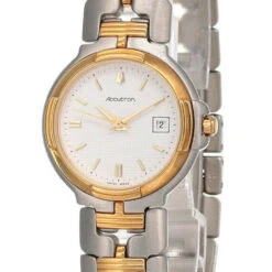 New Bulova Accutron White Dial 2-Tone SS Women's Watch 28Z45
