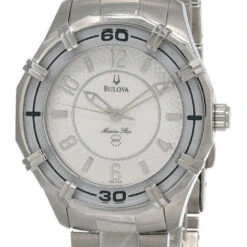New Bulova Marine Star 36MM Silver MOP Dial SS Women's Watch 96L145