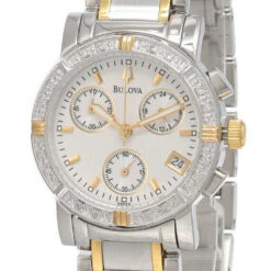New Bulova White Dial 30MM 2-Tone SS Women's Watch 98R98