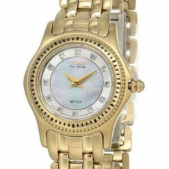 CITIZEN Riega Eco Drive MOP Dial Gold-Tone SS Women's Watch EP5622-53D